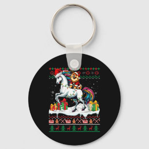 Santa Chow Chow Riding Unicorn Weihnachtskraut L Schlüsselanhänger