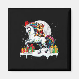 Santa Chow Chow Riding Unicorn Weihnachtsmann Kind Magnet