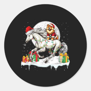 Santa Chow Reitsport Reiten Weihnachtsmann Kinder Runder Aufkleber