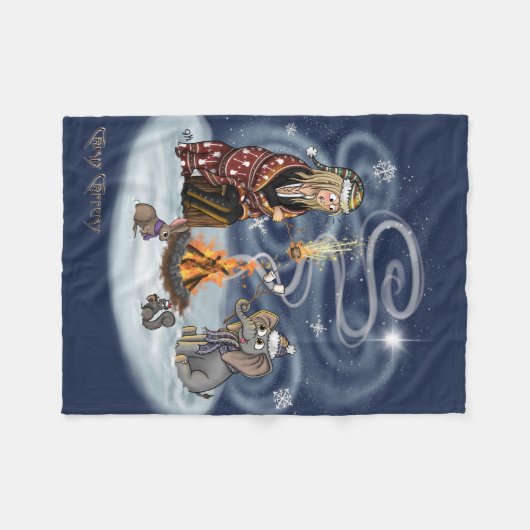 Santa Chris & Wilbur Feuerside Friends Fleece Blan (Vorderseite (Horizontal))