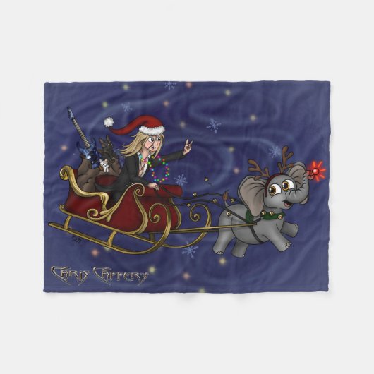 Santa Chris & Wilbur Sleigh Ride Fleece Blanket (Vorderseite (Horizontal))