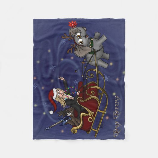 Santa Chris & Wilbur Sleigh Ride Fleece Blanket (Vorderseite)