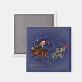 Santa Chris & Wilbur Sleigh Ride Magnet (Vorderseite/Rückseite)