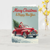 Santa Christmas Car New Year Card Karte (Gelbe Blume)