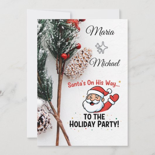 Santa Christmas Card – Custom Family Name Einladung (Vorderseite)