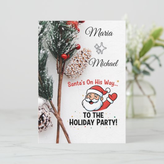 Santa Christmas Card – Custom Family Name Einladung (Stehend Vorderseite)