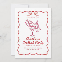 Santa Christmas cocktail party, fun modern Einladung