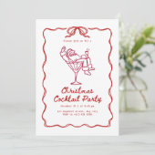 Santa Christmas cocktail party, fun modern Einladung (Stehend Vorderseite)
