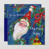 SANTA,CHRISTMAS CROWNS,HOLLYBERRIES FERIENPARTEI EINLADUNG (Vorne/Hinten)