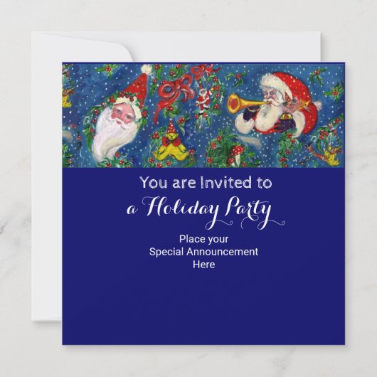 SANTA,CHRISTMAS CROWNS,HOLLYBERRIES FERIENPARTEI EINLADUNG (Rückseite)