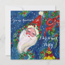 SANTA,CHRISTMAS CROWNS,HOLLYBERRIES FERIENPARTEI EINLADUNG