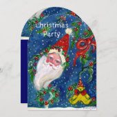 SANTA,CHRISTMAS CROWNS,HOLLYBERRIES FERIENPARTEI EINLADUNG (Vorne/Hinten)