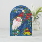 SANTA,CHRISTMAS CROWNS,HOLLYBERRIES FERIENPARTEI EINLADUNG (Stehend Vorderseite)