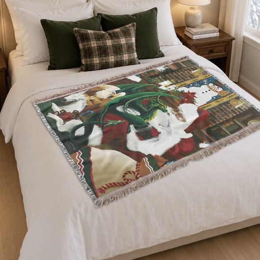 Santa Christmas Dragon Fantasy Decke