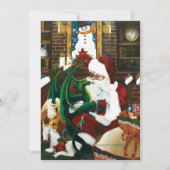 Santa Christmas Dragon Fantasy Feiertagskarte (Vorderseite)