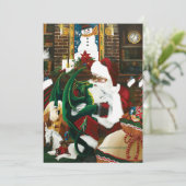 Santa Christmas Dragon Fantasy Feiertagskarte (Stehend Vorderseite)