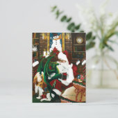 Santa Christmas Dragon Fantasy Feiertagspostkarte (Stehend Vorderseite)