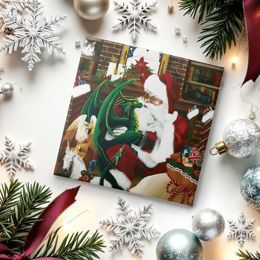 Santa Christmas Dragon Fantasy Fliese