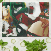 Santa Christmas Dragon Fantasy Geschirrtuch (Gefaltet)