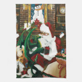 Santa Christmas Dragon Fantasy Geschirrtuch (Vertikal)