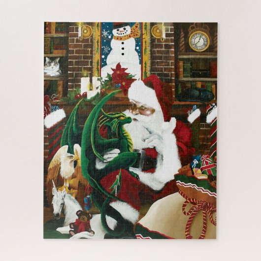 Santa Christmas Dragon Fantasy Puzzle (Vertikal)