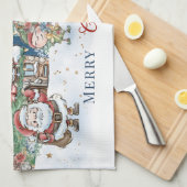 Santa Christmas Elf Rudolph Geschirrtuch (Viertel Falte)