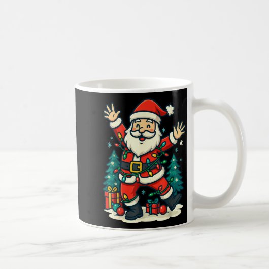 Santa Christmas Festive Jolly Dance Snowy Lights F Kaffeetasse (Rechts)