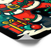 Santa Christmas Festive Jolly Dance Snowy Lights F Poster (Ecke)