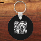 Santa Christmas Funny Cat Taking Selfie Racoon Xma Schlüsselanhänger (Vorderseite)