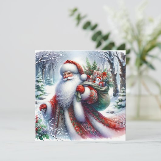 Santa Christmas Greeting Card Karte (Stehend Vorderseite)