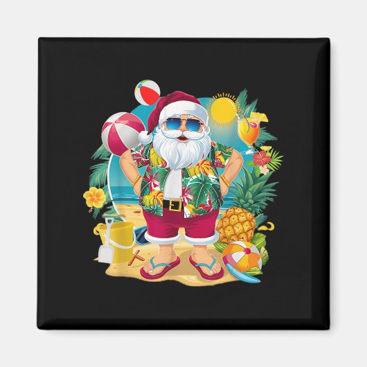 Santa Christmas In July On Beach Hawaiian Summer V Magnet (Vorne)