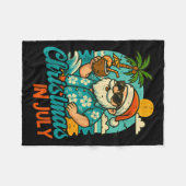 Santa Christmas In July Palm Tree Xmas Summer Beac Fleecedecke (Vorderseite (Horizontal))