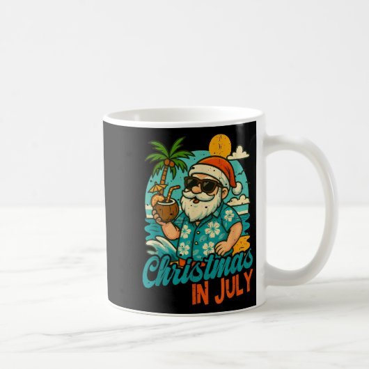 Santa Christmas In July Palm Tree Xmas Summer Beac Kaffeetasse (Rechts)