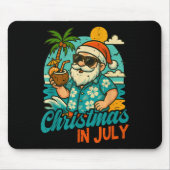 Santa Christmas In July Palm Tree Xmas Summer Beac Mousepad (Vorne)