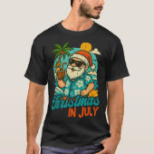 Santa Christmas In July Palm Tree Xmas Summer Beac T-Shirt (Vorderseite)
