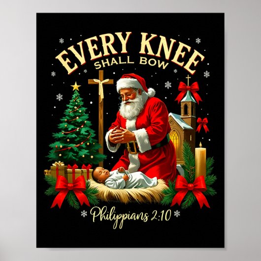Santa Christmas Nativity Scene Xmas Every Knee Sha Poster (Vorne)