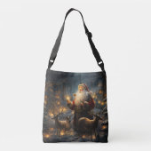 Santa Christmas Night Snowy Forest Tragetaschen Mit Langen Trägern (Rückseite)