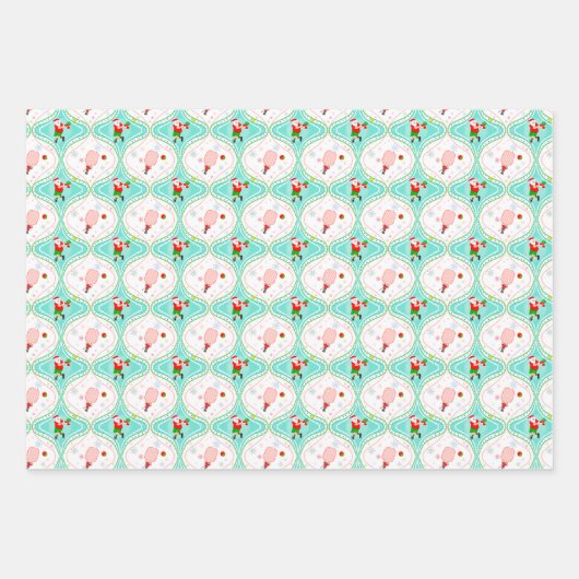 Santa Christmas Pickleball Ogee Pattern Geschenkpapier Set (Vorderseite 2)