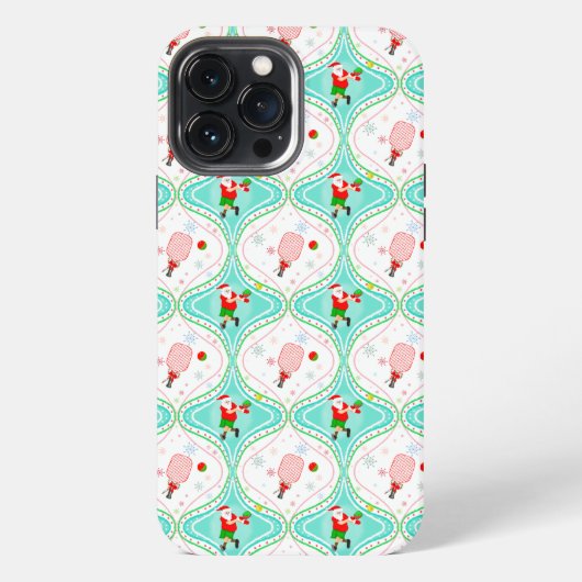 Santa Christmas Pickleball Ogee Pattern iPhone Hülle (Rückseite)