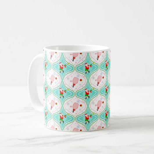 Santa Christmas Pickleball Ogee Pattern Kaffeetasse (Vorderseite Links)