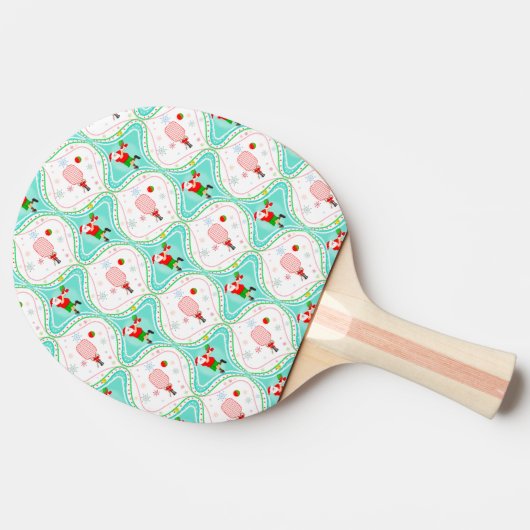 Santa Christmas Pickleball Ogee Pattern Tischtennis Schläger (Seitenansicht)