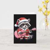 Santa Christmas Raccoon Playing Nk Guitar Karte (Gelbe Blume)