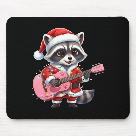 Santa Christmas Raccoon Playing Nk Guitar Mousepad (Vorne)