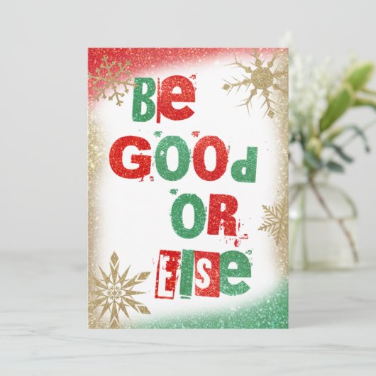 Santa Christmas Ransom Note Red Green Gold Glitzer Einladung (Stehend Vorderseite)