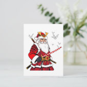 Santa Christmas Santa Claus Japanisch Art Samurai Ankündigungspostkarte (Stehend Vorderseite)