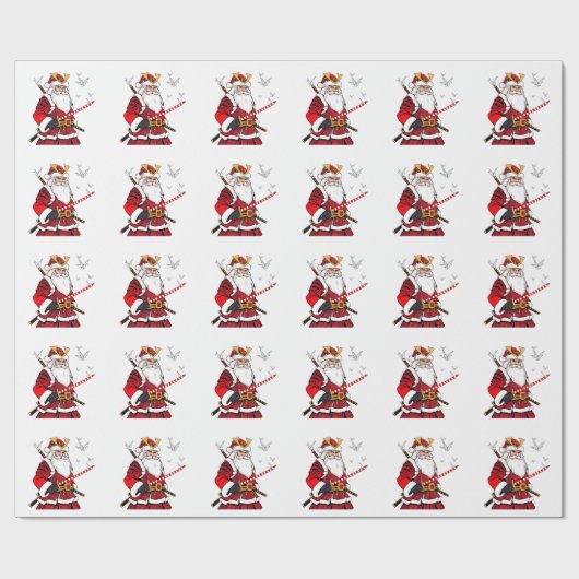 Santa Christmas Santa Claus Japanisch Art Samurai Geschenkpapier (Flach)