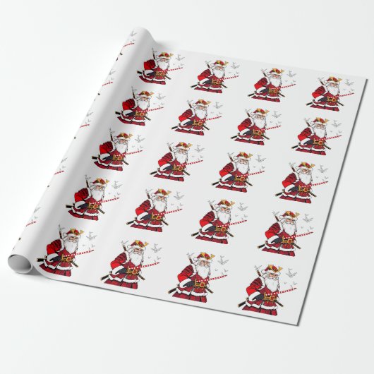 Santa Christmas Santa Claus Japanisch Art Samurai Geschenkpapier (Ungerollt)
