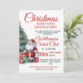 Santa Christmas Secret Santa Exchange Party Einladung (Stehend Vorderseite)