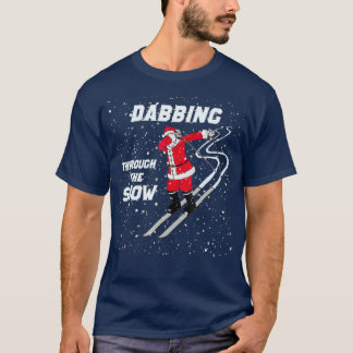 Santa Christmas Ski Tshirt Winter Snow Skiing