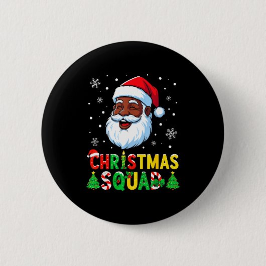 Santa Christmas Squad Black Men African American F Button (Vorderseite)